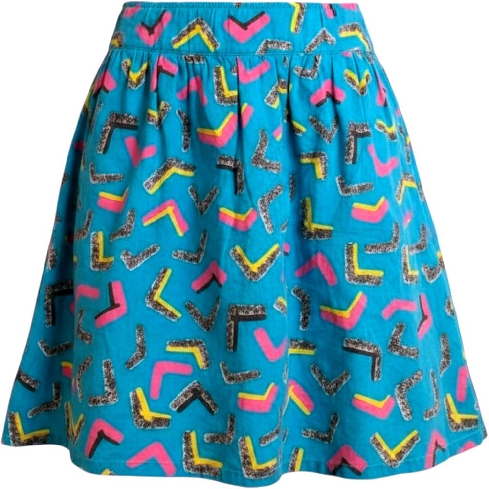 80s Malouf ~ Geometric Midi Skirt ~ 100% Cotton ~ Made in USA ~ Size 10 ~ VTG.